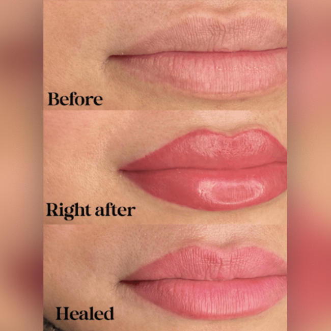 lip blushing in three stages